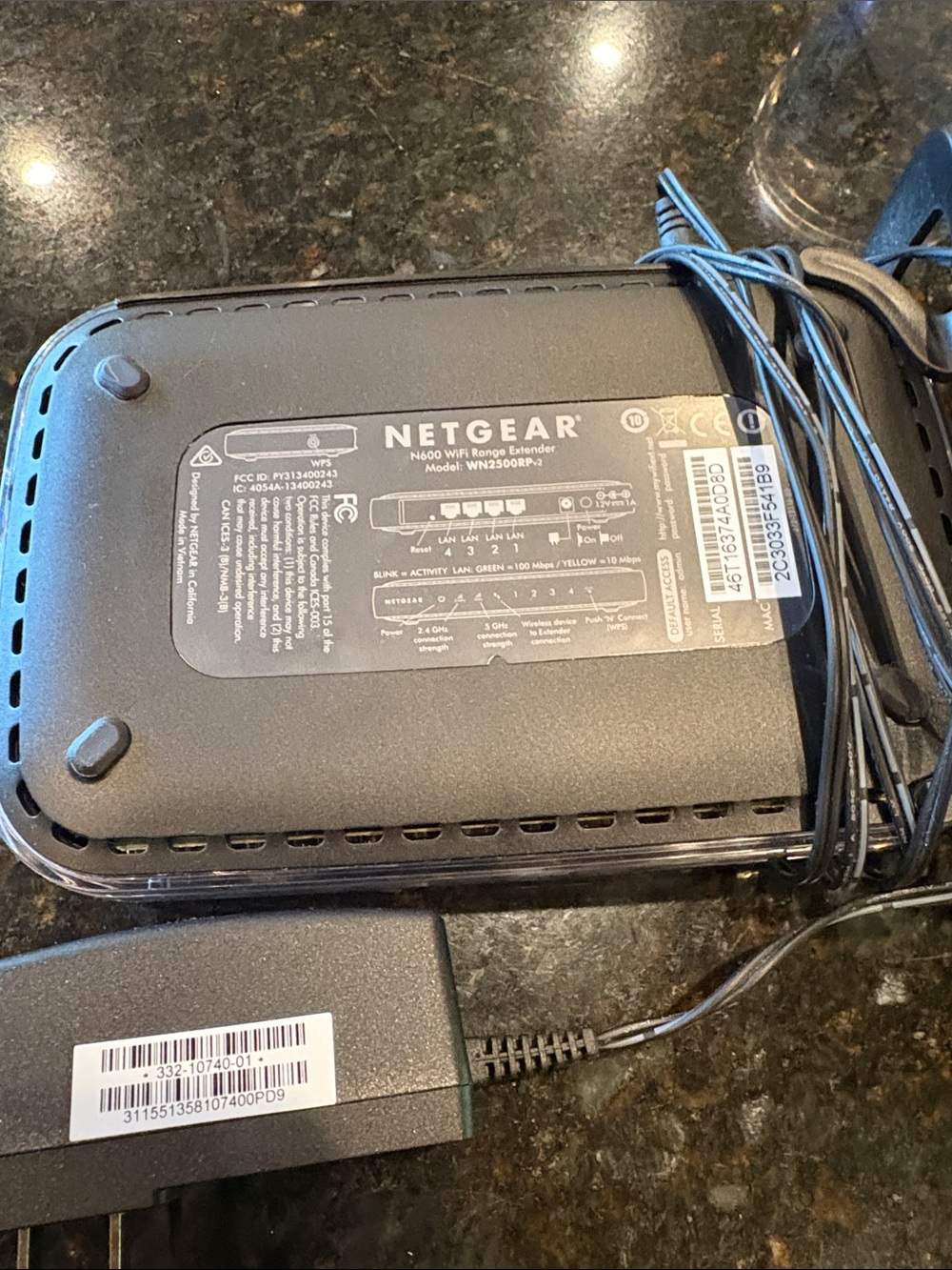 NETGEAR Black Wireless Router with Attached Cords - Picture 2 of 4